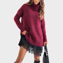 Linda - Strickoberteil und Kleid Set in Roter Pullover und schwarzes Kleid