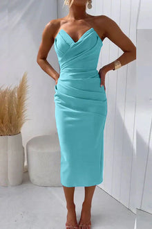Luisa – Trägerloses Midikleid für Damen in Blauer See