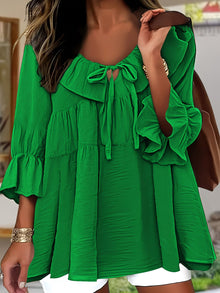 Garbine – Elegante Bluse Mit Rüschen Am Ausschnitt in Hellgrün