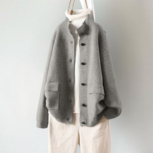 Macy | Langarm-Strickjacke in Grau/Weiß
