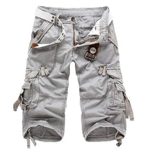 Herren Cargo-Shorts in Uni-Farbe mit mehreren Taschen in Hellgrau