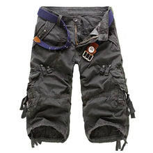 Herren Cargo-Shorts in Uni-Farbe mit mehreren Taschen in Dunkelgrau