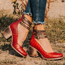 KATY | Bequemes und Elegantes Stiefeletten in Rotes Schlangenleder