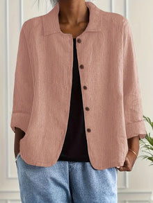 Damen Langarm Elegant Sommer Bluse in Rosa