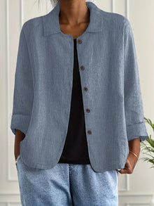 Damen Langarm Elegant Sommer Bluse in Blau