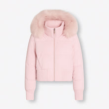 Gesteppte Winterjacke für Damen mit flauschig besetzter Kapuze und breitem Rippbund am Saum in Rosa