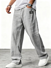 Lushan - Weite Leinen Hose in Grau