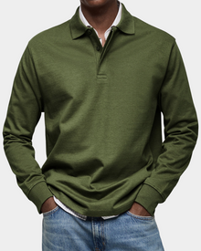 Wilson | Klassisches Langarm-Poloshirt in Armeegrün