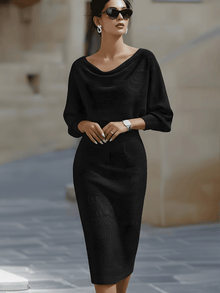 Carina – Elegantes Midikleid für Damen in Schwarz