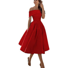 Damen Ein-Schulter Ausgestellt Midikleid in Rot