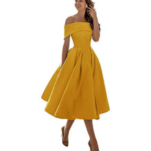 Damen Ein-Schulter Ausgestellt Midikleid in Gelb