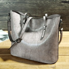 Nicole | Vintage Leder-Schulterhandtasche in Hellgrau