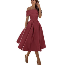 Damen Ein-Schulter Ausgestellt Midikleid in Braun