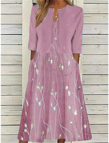 Damen Sommer Blumig Zweiteiler Midikleid Set in Rosa