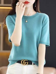 Nadine | Gemütlicher Kurzarmpullover in Hellblau