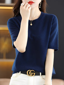 Nadine | Gemütlicher Kurzarmpullover in Marineblau