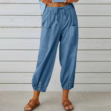 Lidia | Weite Damenhose aus Baumwolle und Leinen in Blauer Himmel