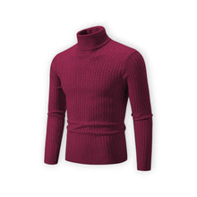Klassischer Rollkragenpullover für Herren mit Rippstruktur in Weinrot