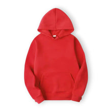 Basic Hoodie für Damen mit Kapuze und Kordelzug einfarbig in Rot