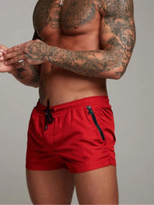 Herren Lässiger Kurzer Sommer Badehose in Rot