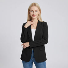 Moderner Blazer für Damen mit Ein-Knopf-Verschluss im geraden Schnitt in Schwarz