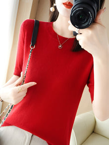 Nadine | Gemütlicher Kurzarmpullover in Rot