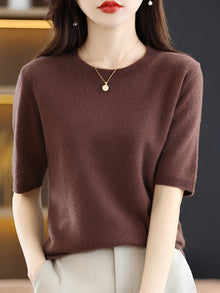 Nadine | Gemütlicher Kurzarmpullover in Braun
