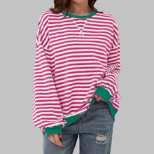 Sommerfeld | Gestreiftes Langarm-Sweatshirt mit Rundhalsausschnitt (1 kaufen, 1 gratis dazu) in Rosenrot