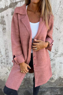 Naomi | Eleganter langer Mantel mit Knöpfen in Rosa