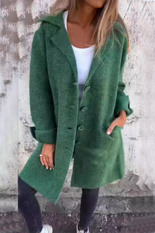 Naomi | Eleganter langer Mantel mit Knöpfen in Grün