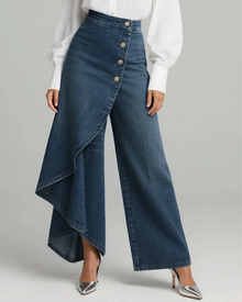 Uthpala - Jeans Mit Wickelver Schluss in Dunkelblau