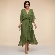 Marta | Chiffonkleid Mit V-Ausschnitt in Grün