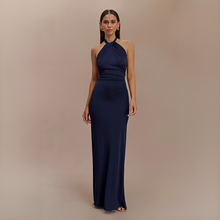 Jianna - Elegantes Neckholder-Maxikleid in Marineblau