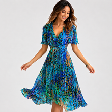 Elsinya - Elegantes und fließendes Midi-Kleid in Blau