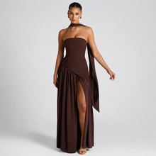Fatimea - Elegantes Tube-Top-Maxikleid in Braun