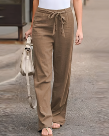 Saniyah - Hose mit flexiblem Bund und Kordelzug in Braun