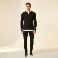 Daryl - Elegantes Langarmshirt mit V-Ausschnitt in Schwarz