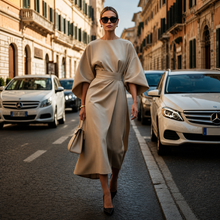 Sonia - Elegantes Kleid mit markanten Ärmeln in Beige