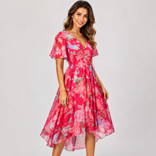 Elsinya - Elegantes und fließendes Midi-Kleid in Rot
