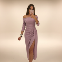 Christy - Elegantes Off-Shoulder-Midikleid in Rosa