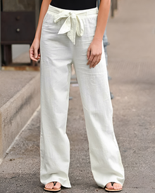 Saniyah - Hose mit flexiblem Bund und Kordelzug in Beige