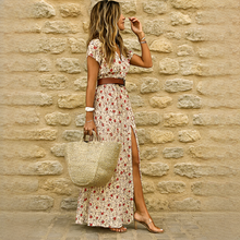 Ziska - Schickes Boho-Kleid mit Schlitz in Beige
