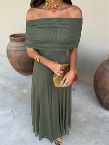 Dainia – Ein-Schulter-Maxikleid Aus Netz in Grün