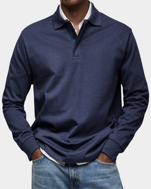 Wilson | Klassisches Langarm-Poloshirt in Marineblau