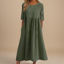 Damen Rundhals Relaxed Fit Sommer Midikleid in Green