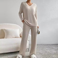 CLAIRE | GERIPPTES ZWEITEILIGES SET in Beige