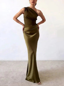 Anita - Elegantes Maxikleid mit einem Träger in Grün