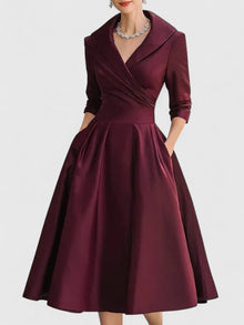 Luisa – Elegantes Midikleid für Damen in Bordeaux