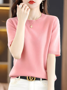 Nadine | Gemütlicher Kurzarmpullover in Rosa