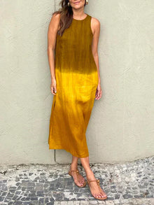LINA | Stilvolles Kleid mit fließendem Print in Gelb